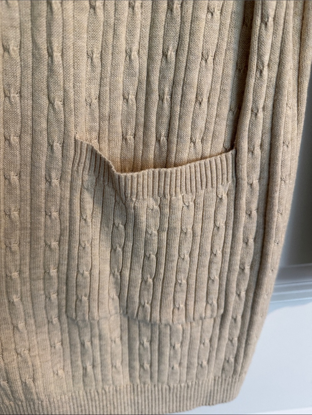 Kim Rogers Beige Ribbed Open-Front Cardigan with Pockets - Picture 5 of 7